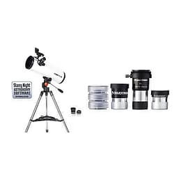 Celestron 21079 Cometron 114AZ Reflector Telescope, White & AstroMaster Telescope Accessory Kit Cometron Telescope Only + Kit