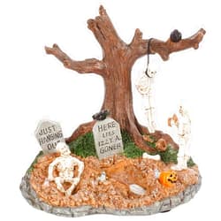 innodept12 Spooky Village Towne Accessories Graveyard, Halloween Burying Skeleton and Hanging up Figurines Collection Table Piece