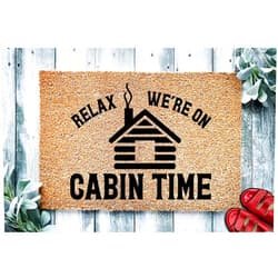 WIPBAK Relax We're on Cabin Time Cabin Decor Cabin Doormat Funny Doormat Welcome Mat Funny Door Mat Funny Gift Interesting Door Mat Floor Front Door Mat, 16 x 24 Inch