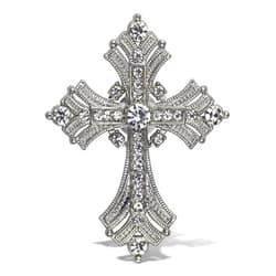 Aqua79 Fleur De Lis Sparkling Refrigerator Magnet - Silver Sparkling Charm Rhinestones Crystals, Cute Sparkly Cross Magnet for Kitchen Door Fridge, Cool Home and Office Novelty Decor - 2.75 Inch