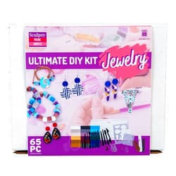Polyform Sculpey Premo™/Soufflé Ultimate DIY Polymer Oven-Bake Clay 65 piece jewelry kit, for adults and teens, Non Toxic, 18 colors of DIY modeling clay, sculpting tools and accessories, great for beginners.