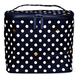 Kate Spade New York Insulated Soft Cooler Lunch Tote with Double Zipper Close and Carrying Handle, Polka Dots (Black/White)