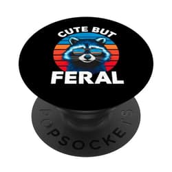 Raccoon Cute But Feral Vintage Raccoon Coffee Raccoon Cute But Feral Vintage Raccoon Funny Loves Coffee PopSockets Standard PopGrip