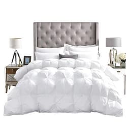 RESTURA Soft 500 GSM White 3 Pieces Pinch Pleated Full Size Comforter Set (Comforter + 2 Pillow Cases) 1000 Series Egyptian Cotton Duvet Insert