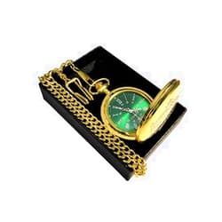 Eternity Engraving inc Engraved pocket watch, Green dial with Roman numerals, comes with the chain, fitted box and engraving. Vintage style Gold pocket watch personalized (Gold Polished)
