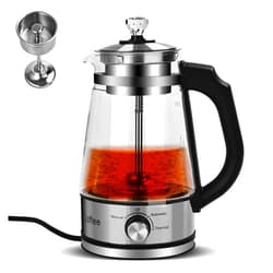 Rzlinn 1.2 Liter Multifunctional Electric Tea Kettle with Tea Infuser, Automatic Hot Tea Maker, Steam Delicate Spray, Boiling Water, Extracting Loose Leaf Tea and Coffee