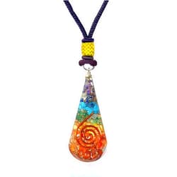 Orgonite Crystal Teardrop Seven Chakra Healing Pendant with Adjustable Cord – Handmade Orgone Healing Stone Necklace for Spiritual Balance, Meditation, Yoga, Reiki, Gift for Men and Women