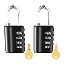 Gawon 2 Pack Combination Padlock, 4 Digit Resettable Outdoor Waterproof Padlock with Keys, Combo Lock for School, Sports or Gym Locker, Employee Locker, Fence, Gate, Case, Toolbox, Hasp Storage (Black 2)