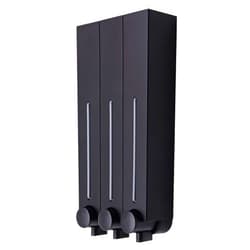 BALMYSPACE Shampoo Dispenser for Shower Wall Black, Wall-Mounted Shower soap Dispenser Trio 3-Chamber, Refillable Shampoo Conditioner Pump Dispenser for Home and Hotel Bathroom