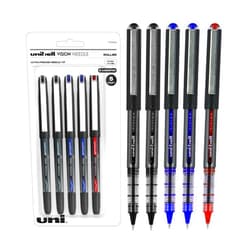 Uni-ball Uniball Vision Needle Rollerball Pens, Assorted Pens Pack of 5, Micro Point Pens with 0.5mm Ink