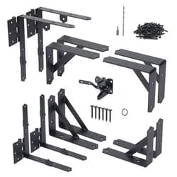 SANKINS 2 Set Anti Sag Gate Corner Brace Bracket, Heavy Duty No Sag Gate Frame Kit with Self-Locking Gate Latch, Black Gate Kit for Wooden Fence, Shed Doors, Driveway Gates, Corral Gates, Wood Windows