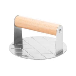 Stanbroil Stainless Steel Round Grill Press with Wooden Handle, Commercial Grade Heavy Duty Bacon Burger Press for Steak, Paninis, Flatbreads and Sandwiches