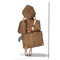 The Oliver Gal Artist Co. Fashion and Glam Modern Canvas Art - Bags, Bags, Bags- Orange, Wall Art for Living Room, Bedroom, and Bathroom, 10 in x 15, White and Brown Home Decor