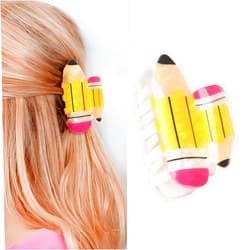 QDTK Teacher Hair Clips Teacher Hair Accessories for Women Yellow Pencil Hair Clip for Back to School Cute Claw Clip for Thick Thin Hair Funny Teacher Hair Accessories Appreciation Gift