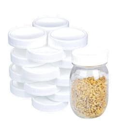 Staruby 2 Dozen Regular Mouth Lids Mason Jar Lids Plastic Storage Caps for Mason Canning Jars and More, Standard, Dia 70mm, White