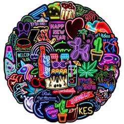 Lydosoco 50Pcs Cool Neon Stickers Pack Cute Water Bottle Stickers for Kids Teens Adults Trendy Aesthetic Stickers for Laptop Cup Water Bottle Skateboard Luggage