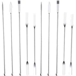Boao 10 Pieces Stainless Steel Lab Spatula Micro Sampling Scoop Double Ended Mixing Spoon Laboratory Measuring Spoon for Powders Gel Cap Filler