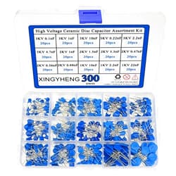 XINGYHENG 300pcs 15Values High Voltage Ceramic Disc Capacitor Assortment Kit (1KV 2KV and 3KV) (Capacitor Range : 0.1nF~22nF)