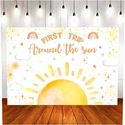 Avezano Boho Sun First Birthday Backdrop for Boys Girls First Trip Around The Sun Happy Birthday Party Background Banner Sunrise Sunshine 1st Birthday Banner Decoration Supplies (8x6ft)