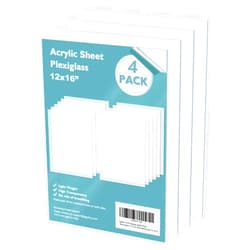 Egofine Plexiglass Sheets Acrylic Sheets 4 Pack of 12x16’’ 0.04 Thick Clear Plastic Cast Transparent Plexi Glass for Crafting Projects, Replacement Picture Frame Glass, DIY Display, Easy to Cut