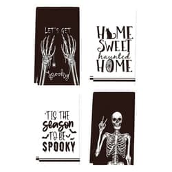 Artoid Mode Skeleton Hand Spooky Halloween Kitchen Towels Dish Towels, 18x26 Inch Let's Get Bones Decoration Hand Towels Set of 4