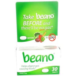 Beano Food Enzyme Dietary Supplement- 30 Tablets, Pack of 5