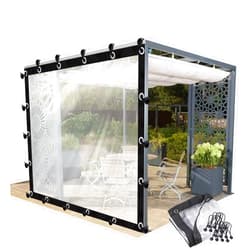 CghhDY Outdoor Waterproof Curtains Clear Vinyl Tarp, Plastic Transparent Side Panels with Grommets, Waterproof, Windproof, for Porches, Pergola, Hut, Gazebo (Color : Clear, Size : 8' x 8')
