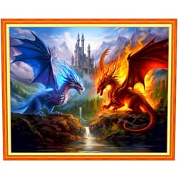 Dimensean Stamped Cross Stitch Kits Full Range of Embroidery Patterns Starter Kits for Beginners Adult or Kids DIY Cross Stitches Needlepoint Kits 11CT-Water Fire Dragon 16x20 inch