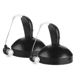 MEDca Digital Hearing Amplifier Pair - Personal Sound Amplification Device, Rechargeable All-Day Battery Life Lightweight Behind The Ear BTE Sound Aid and Voice Hearing Amplifiers, Black