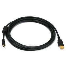 Monoprice USB 2.0 Type-A Male to Mini-B 5pin Male Cable - with Ferrite Core, Gold Plated, 28/24AWG, 6 Feet, Black