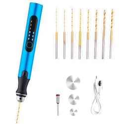 VQVYBXN 3-Speed Cordless Mini Drill Pen With 8 Small Drill Bits,Rechargeable Electric Hand Drill Pin Vise,Resin Drill Set For Jewelry Making,Resin,Plastic,Wood,Keychains DIY (BLUE)