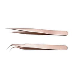 ESDELES 2 Pcs Tweezers Stainless Steel Kit Straight Pointer Curved Pointed Tip Tweezers Pro Precision Tweezers set for Eyelash Extensions Electronics Nail Sticker DIY with Recloseable Tube (Gold)