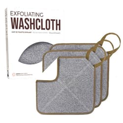 ZOMCHI Exfoliating Washcloth for Face and Body, Dual Function Wash Cloth with Soft and Rough Sides, Exfoliating Scrub Bath Towels, Washcloth with Loop (Smoke, 3 Pack)
