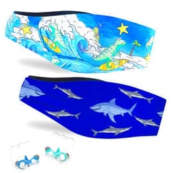 YUHENGLE Swimming Headband for Kids - 2 Pairs Waterproof Ear Plugs & Adjustable Swim Ear Band,Keep Water Out and Hold Earplugs in - Water Headband for Surfing, Diving, Pool, Showering, and Beach