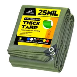 Tarpware 6'x8' 25Mil Ultra-Heavy Duty Waterproof Organic Silicone Coating Green Canvas Tarps with Grommets&Reinforced Edges, UV Resistant Durable Canvas Tarpaulin, Cover for Pool/Boat/Tent,Full Size