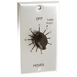 NSI TORK C512H Spring-Wound in-Wall Twist Timer with Commercial Style Metal Plate and 12-Hour Length for Automatic Shutoff of Motors or Lights