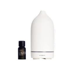 Vitruvi Stone Diffuser White and Vitruvi Organic Lavender, 100% Pure Premium Essential Oil (0.3 fl.oz)
