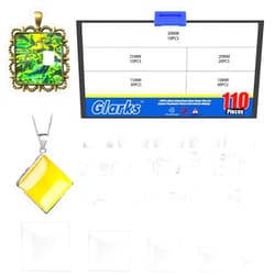Glarks 110pcs 10/15/20/25/30mm Square Clear Glass Dome Cabochons Set, Flat Back Glass Cabochon Tiles for Photo Pendant Jewelry Craft Making