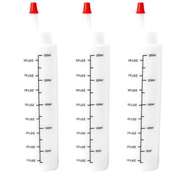 Dokpav 3 Pcs Plastic Squeeze Bottles with Red Cap, Squeeze Condiment Bottles for Ketchup Sauce Dressing Honey Butter, Squeeze Condiment Dispenser of Cooking Painting Crafting(White)