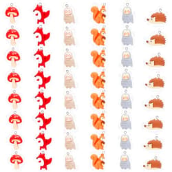 WEBEEDY 48 Pcs Mini Resin Animal Charms Tiny Animal Figures Pendant Ornament Forest Animals Dangle Charms for Jewelry Making Keychain Earring Necklace DIY Crafts, 6 Styles