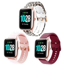 ViCRiOR Bands Compatible with ID205L Smart Watch, 19mm Quick Release Soft Silicone Fadeless Pattern Printed Floral Replacement Band for ID205L, ID205G ID205 ID205U ID205S