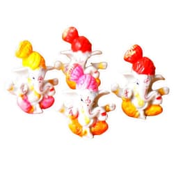 Desi Favors Small Ganesha Idol | Small Statue Hindu Lord Ganesha Figurine for Car Dashboard, Temple & Home Decor Diwali Gifts | Indian God Figurine Mandir Pooja Wedding Gift, 2.3x1.9 Inch (Pack of 4)