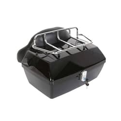 EGO BIKE Black Motorcycle Trunk Tour Pack Luggage Compatible with Harley Honda Yamaha Suzuki Cruiser Tail Box Top Rack Backrest