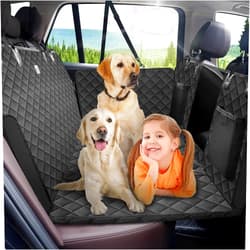 nzonpet Dog Car Seat Cover for Back Seat,Back Seat Extender for Dogs with Hard Bottom Large Space,Dog Hammock for Car Travel Bed with Mesh Window,Dog Car Seat Bed Waterproof for Car SUV Truck(Black)