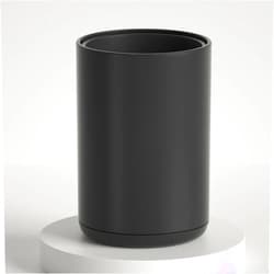 YOJIA 8L/2.1Gallon Black Bathroom Trash Can, Open Top Double Layer Metal Office Garbage Can, Modern Metal Waste Bin for Bathroom,Bedroom,Office,Hotel, Toilet, Kitchen,Farmhouse (Black)