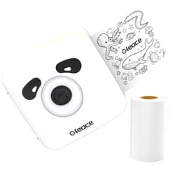 Ofeace Mini Sticker Printer Maker Machine with Paper, 300DPI Mini Thermal Portable Inkless Printer for Label, Study Notes, Pictures, DIY, Journal, Portable Bluetooth Pocket Phone Printer (White)