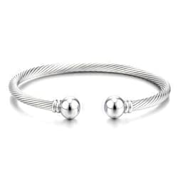 COOLSTEELANDBEYOND Elastic Adjustable Stainless Steel Cuff Bangle Bracelet for Mens Womens