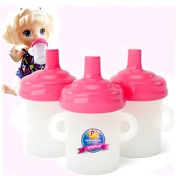 Doll Buddies Sippy Cup for Baby Alive Dolls | Sippy Dolls Accessories Compatible with Baby Alive Dolls that Drink and Wet | Doll Sippy Cup can be Filled with Water | 3 Pack