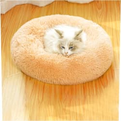 Generic Cat Donut Bed Puppy Bed Prime of Day Calming Donut Dog Bed Fluffy Cat Bed Anti-Anxiety Luxury Soft Dog Bed Dog Crate Bed Indestructible Dog Bed(16 in)