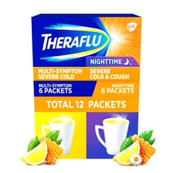 Theraflu Multi-Symptom Severe Cold and Theraflu Nighttime Severe Cold and Cough Hot Liquid Powder Combo Pack 12 count Box